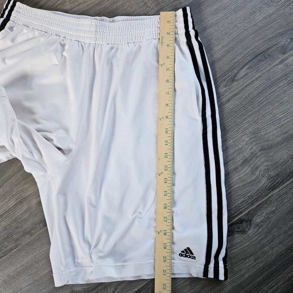 Adidas Mens Mesh Basketball Shorts White Black 3 Stripe XL Athletic Drawstring - Picture 10 of 13